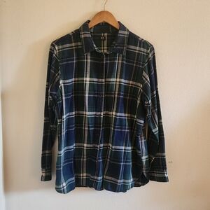 Uniqlo green and blue grided longsleeves button down top